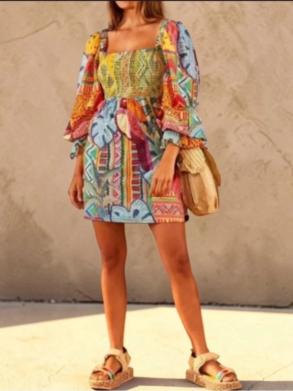 NWT FARM RIO Summer Tapestry Mini Dress L
